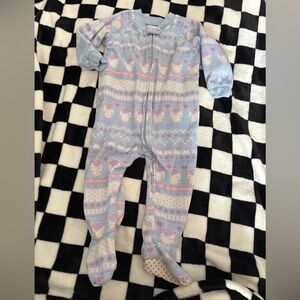 12/18 month Unicorn Footed One-Piece - Light Blue and Pink